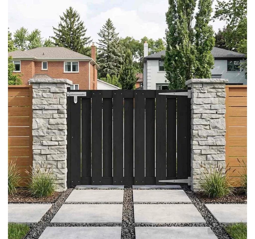 vidaXL Gartentor 100x80 cm WPC Aluminium Schwarz