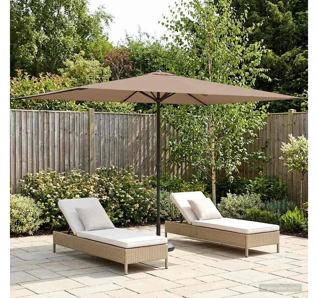 vidaXL Gartensonnenschirm Rechteckig Taupe Polyester UV-Schutz