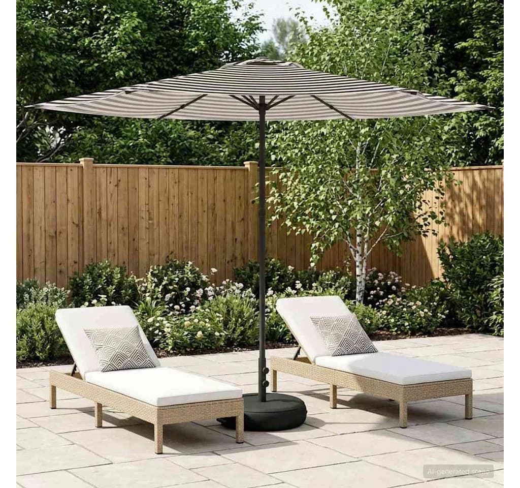 vidaXL Garten-Sonnenschirm Schwarz/Weiß Polyester mit Luftventil