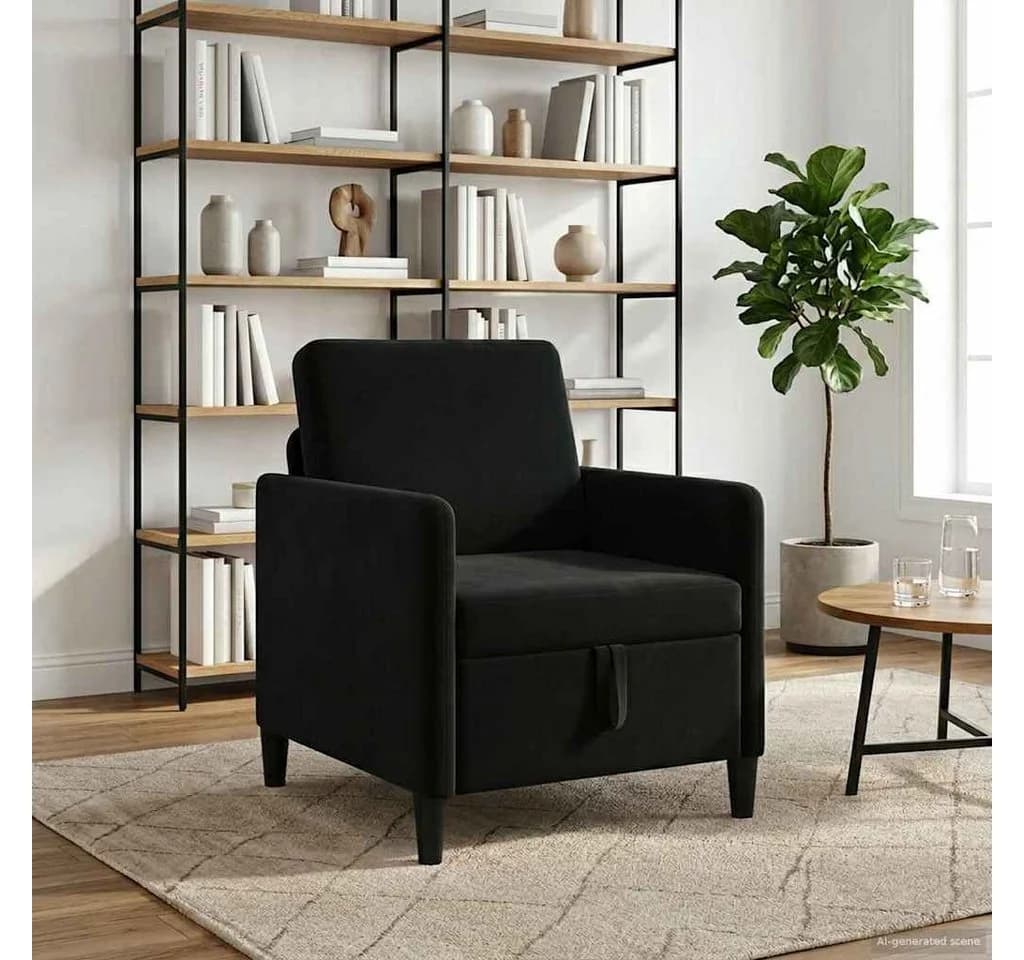 vidaXL 1-Sitzer Sofa Schwarz mit Stauraum und abnehmbarem Bezug - Bild 3