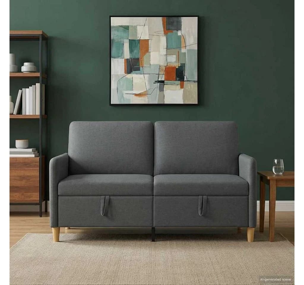 vidaXL 2-Sitzer Sofa mit Stauraum Dunkelgrau Polyester - Bild 3