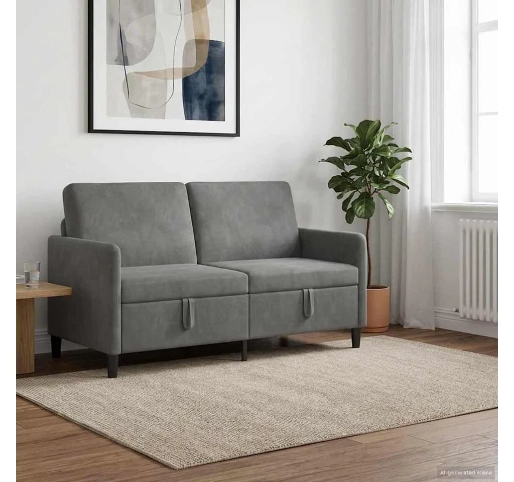 vidaXL 2-Sitzer Sofa mit Stauraum Dunkelgrau Polyester
