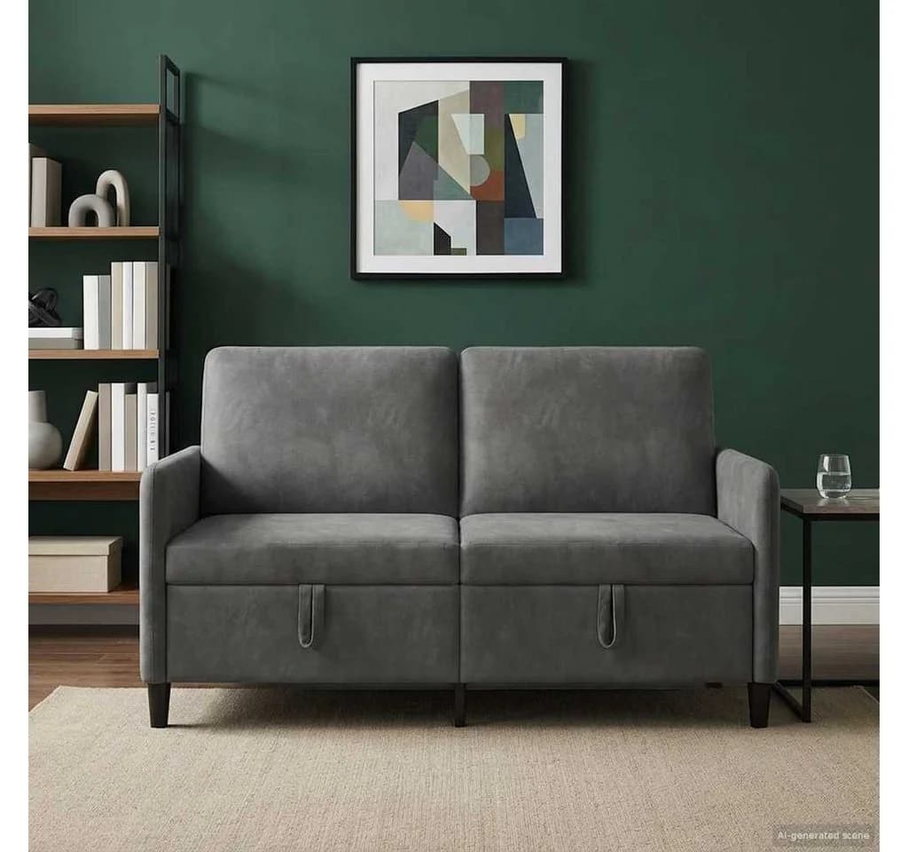 vidaXL 2-Sitzer Sofa mit Stauraum Dunkelgrau Polyester - Bild 3