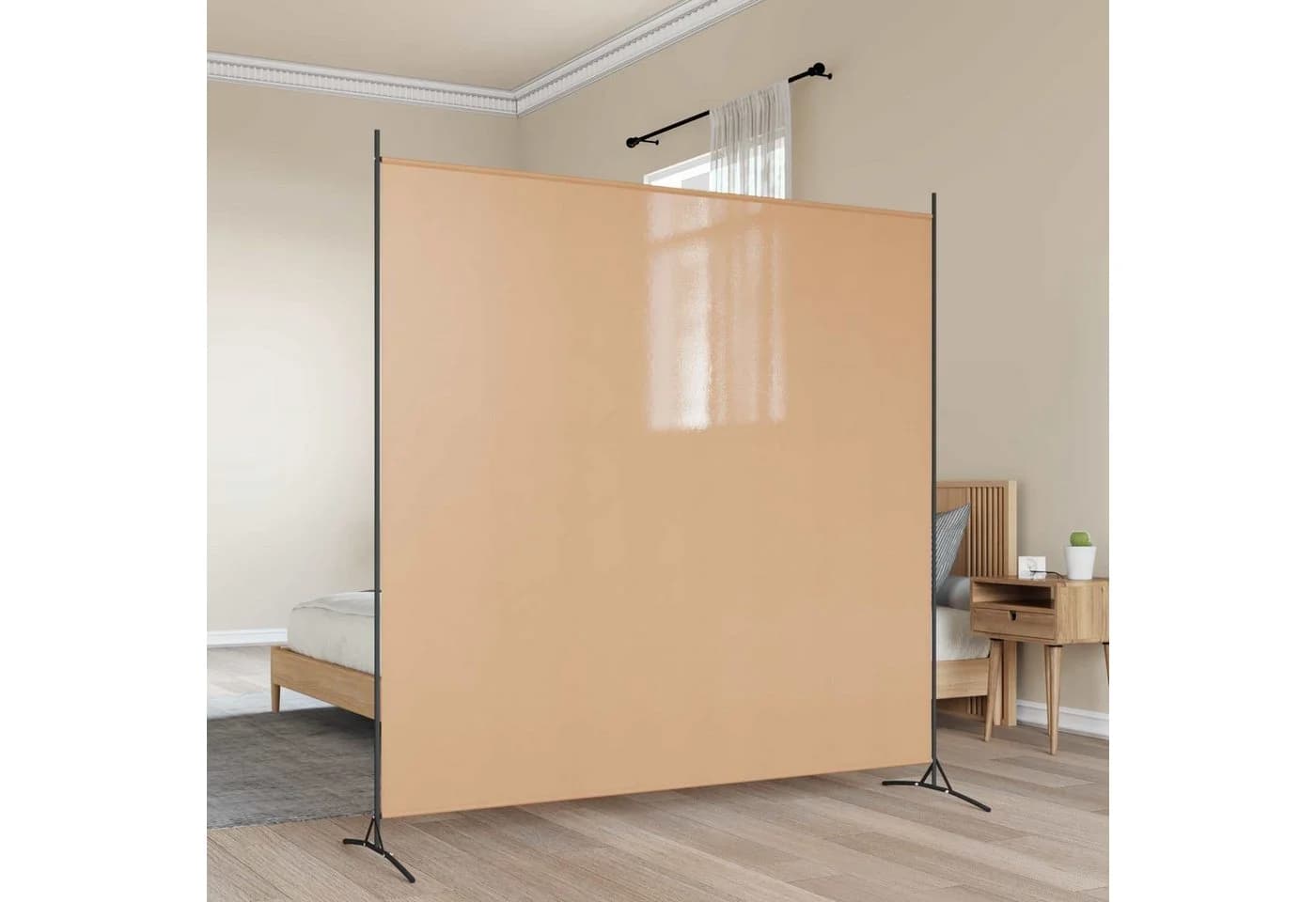 vidaXL Raumteiler Einzel Panel Beige Stoff Faltbar