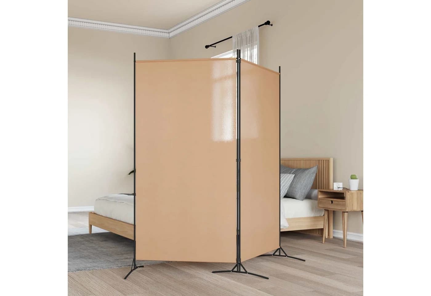 vidaXL Raumteiler Beige Klappbar Stoff Metall