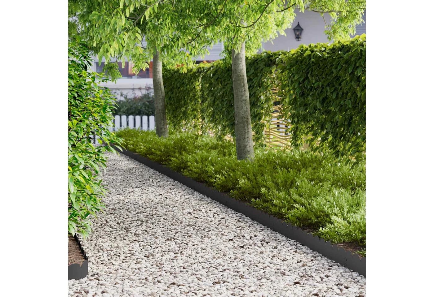 vidaXL Raseneinfassung Stahl Schwarz 10er Set