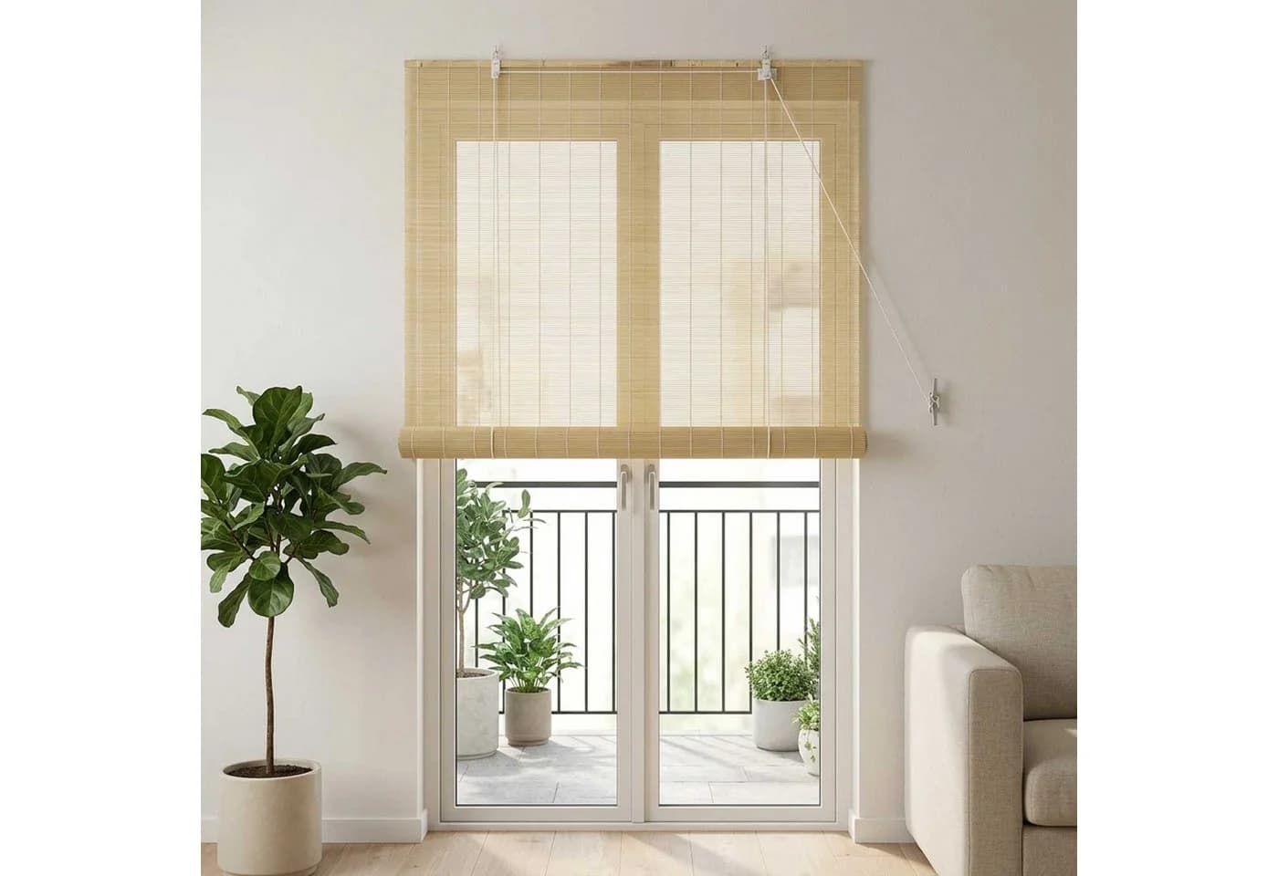 vidaXL Bambus-Rollo Natur 110x220 cm Sichtschutz