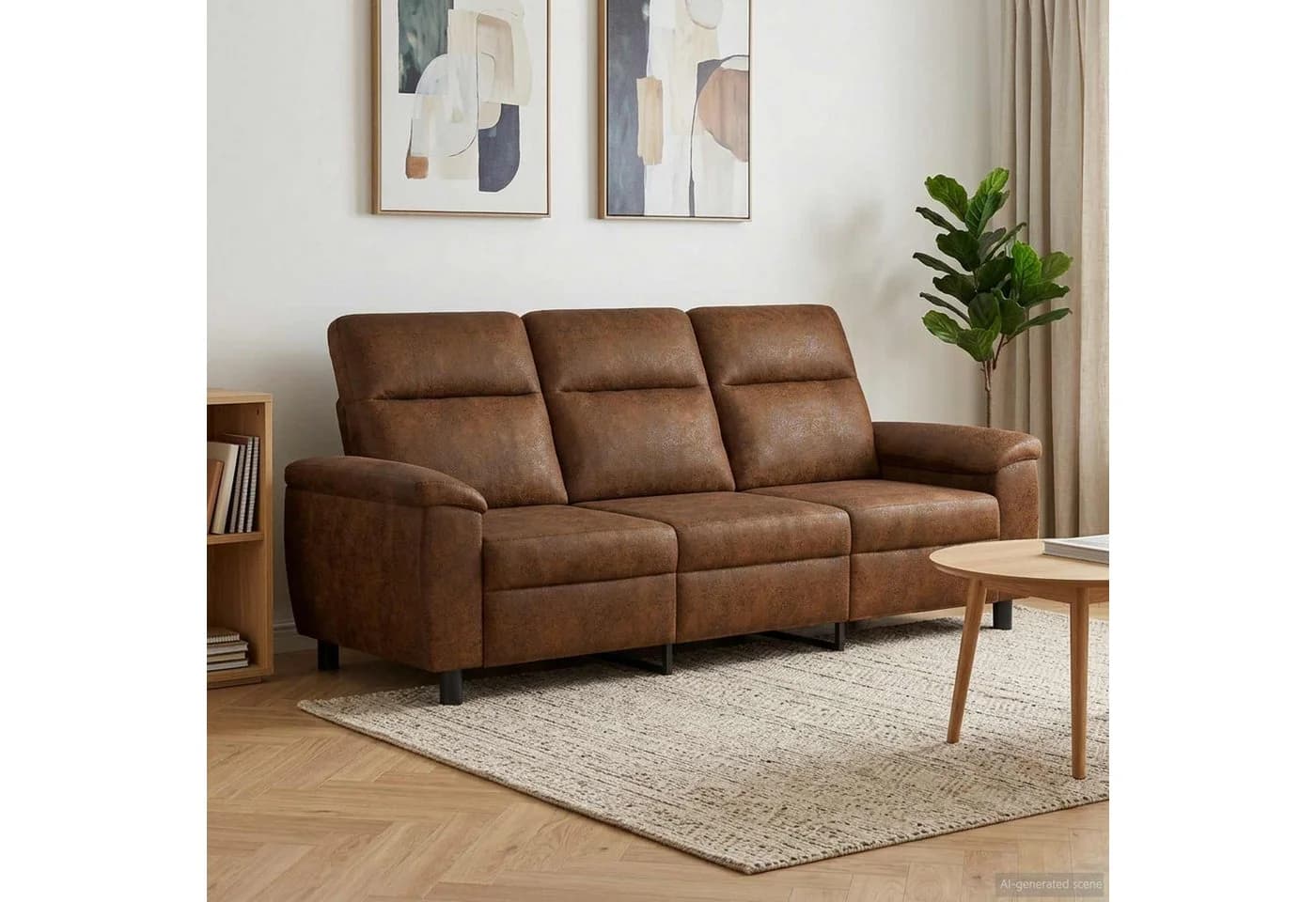 vidaXL 3-Sitzer Sofa Braun Kunstwildleder Metallrahmen