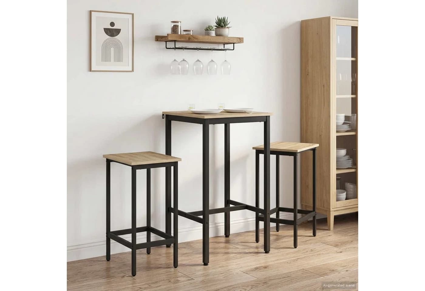 vidaXL Bartisch 52x52x90 cm Holzwerkstoff Sonoma-Eiche Schwarz