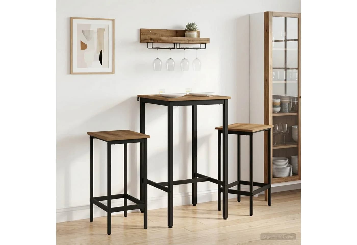 vidaXL Bartisch 52x52x110 cm Holzwerkstoff Artisan-Eiche Schwarz