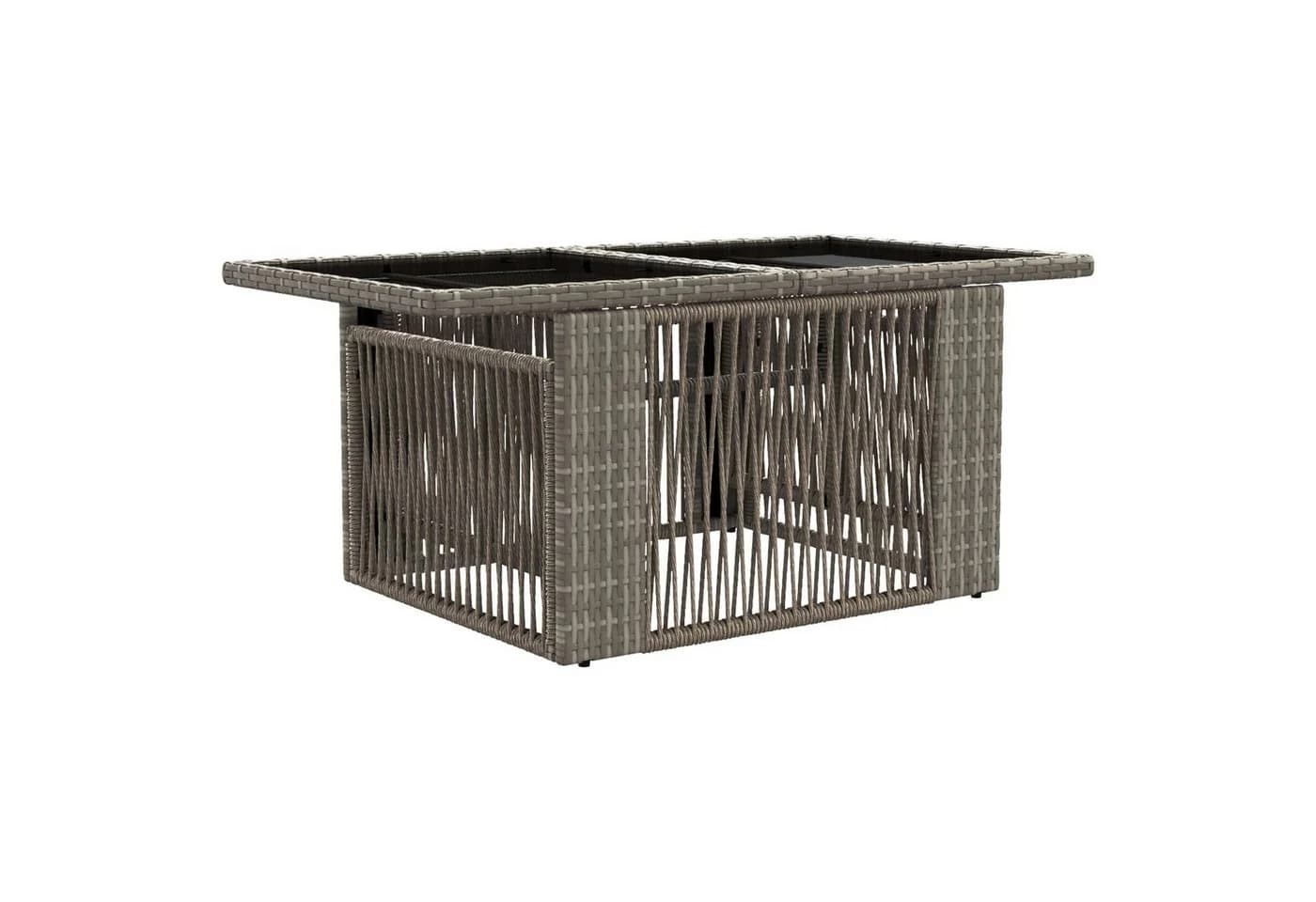 vidaXL Gartentisch Grau PE-Rattan Glas 100x55x37 cm - Bild 2