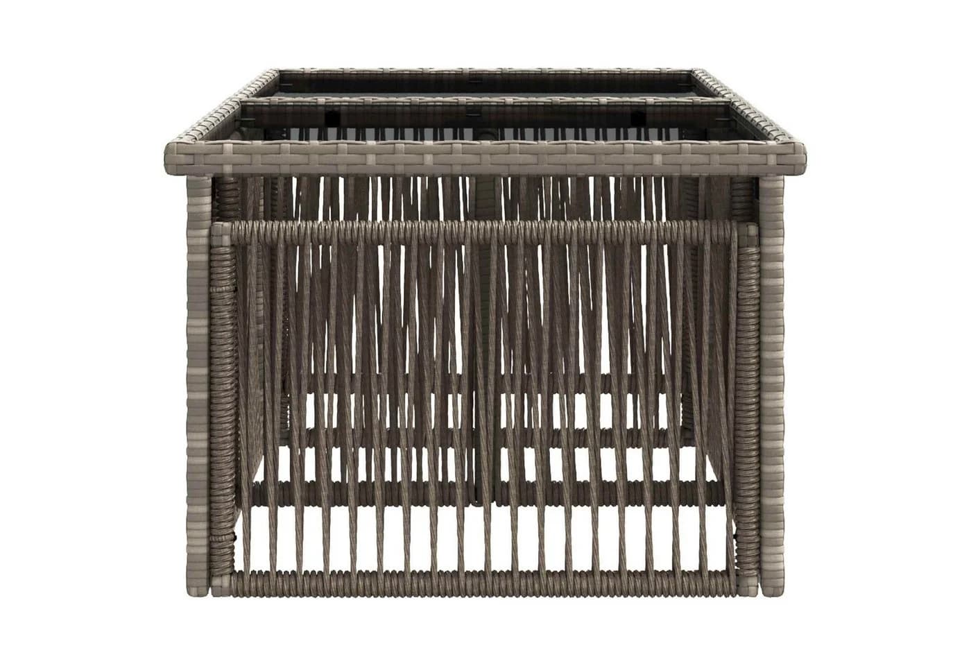 vidaXL Gartentisch Grau PE-Rattan Glas 100x55x37 cm - Bild 5