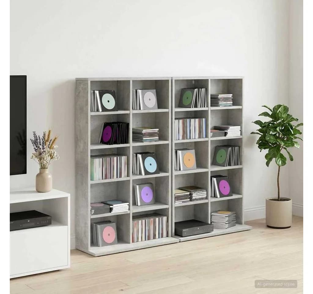 vidaXL Schranksystem CD Regal 2 Stk. Betongrau Holzwerkstoff