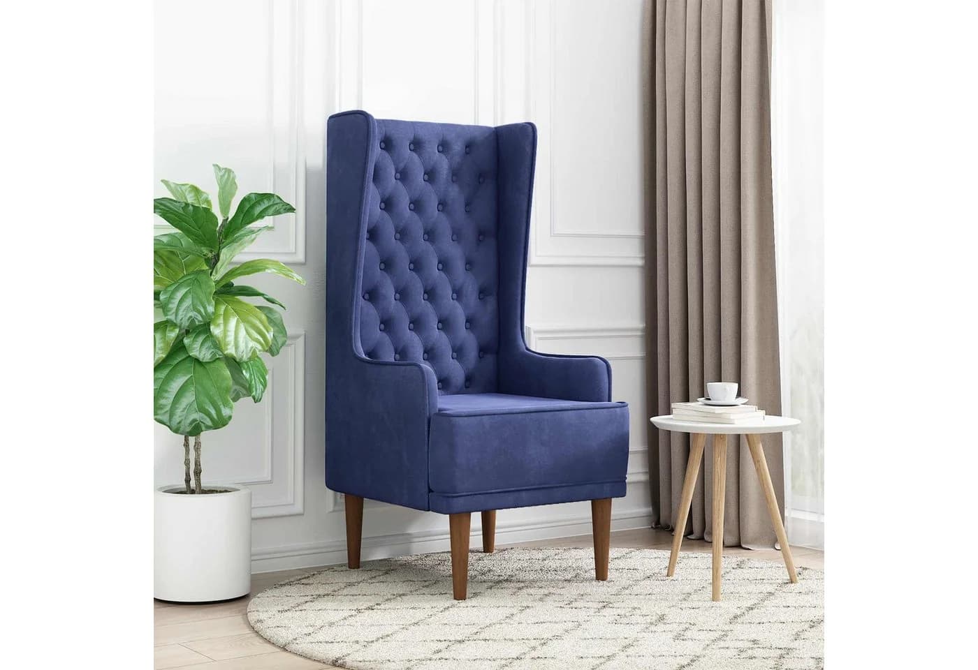 vidaXL Hochlehner-Sessel Polizeiblau Samt Chesterfield Design