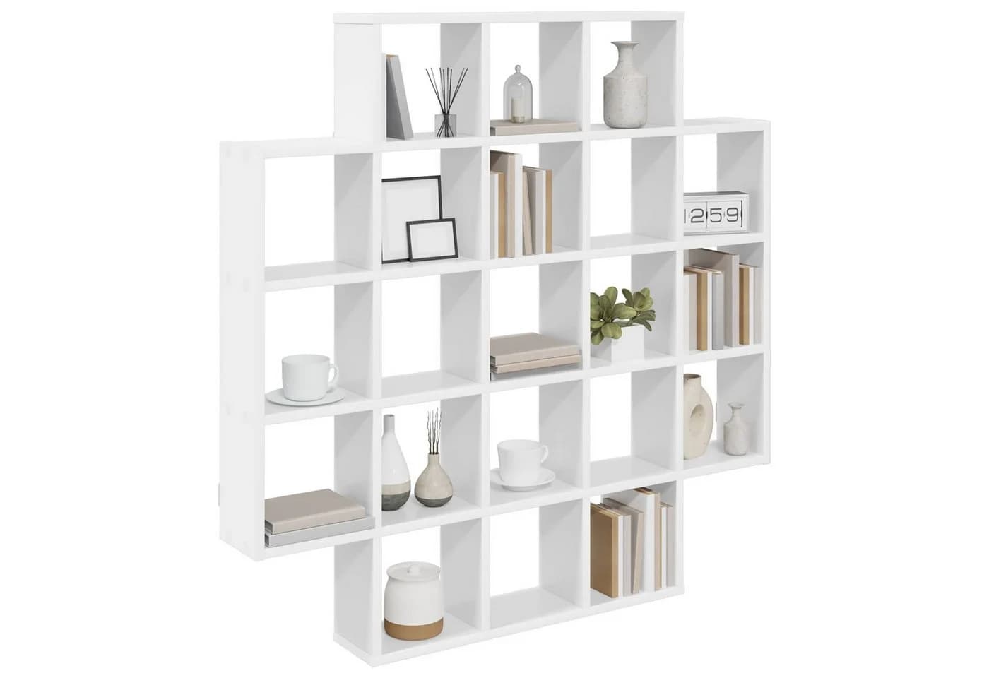 vidaXL Wandregal Weiß Holzwerkstoff 21 Fächer Modern - Bild 3