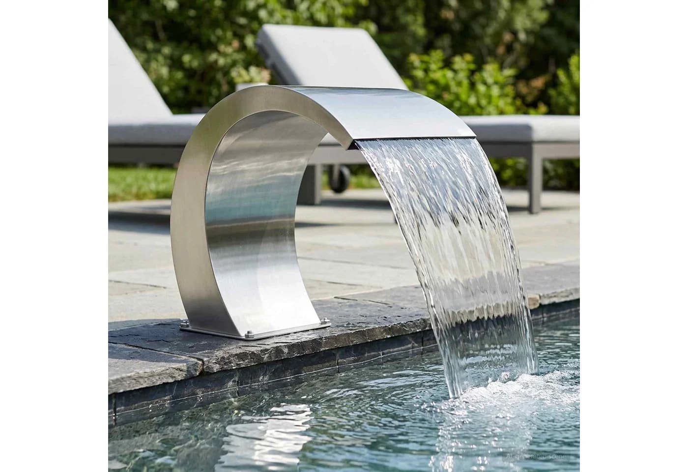 vidaXL Wasserfall Poolbrunnen Silber Edelstahl