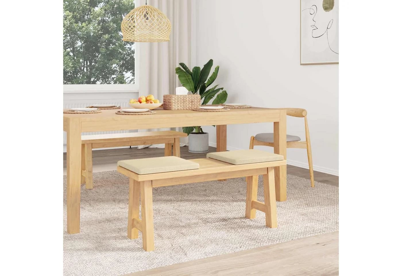 vidaXL Sitzauflage Bankkissen 2er Set Creme Polyester - Bild 3