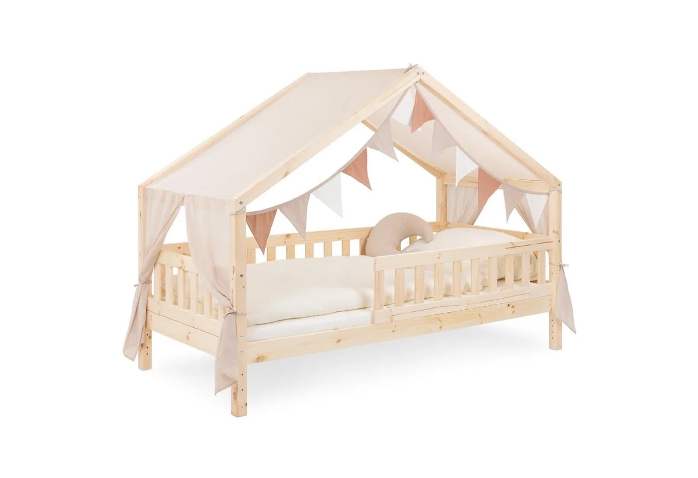 Ehrenkind Betthimmel für Hausbett Lille mit Wimpelkette Beige - Bild 2