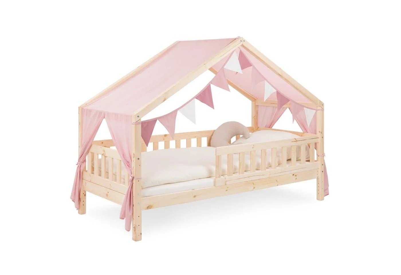 Ehrenkind Betthimmel Rosé für Hausbett Lille mit Wimpelkette - Bild 2