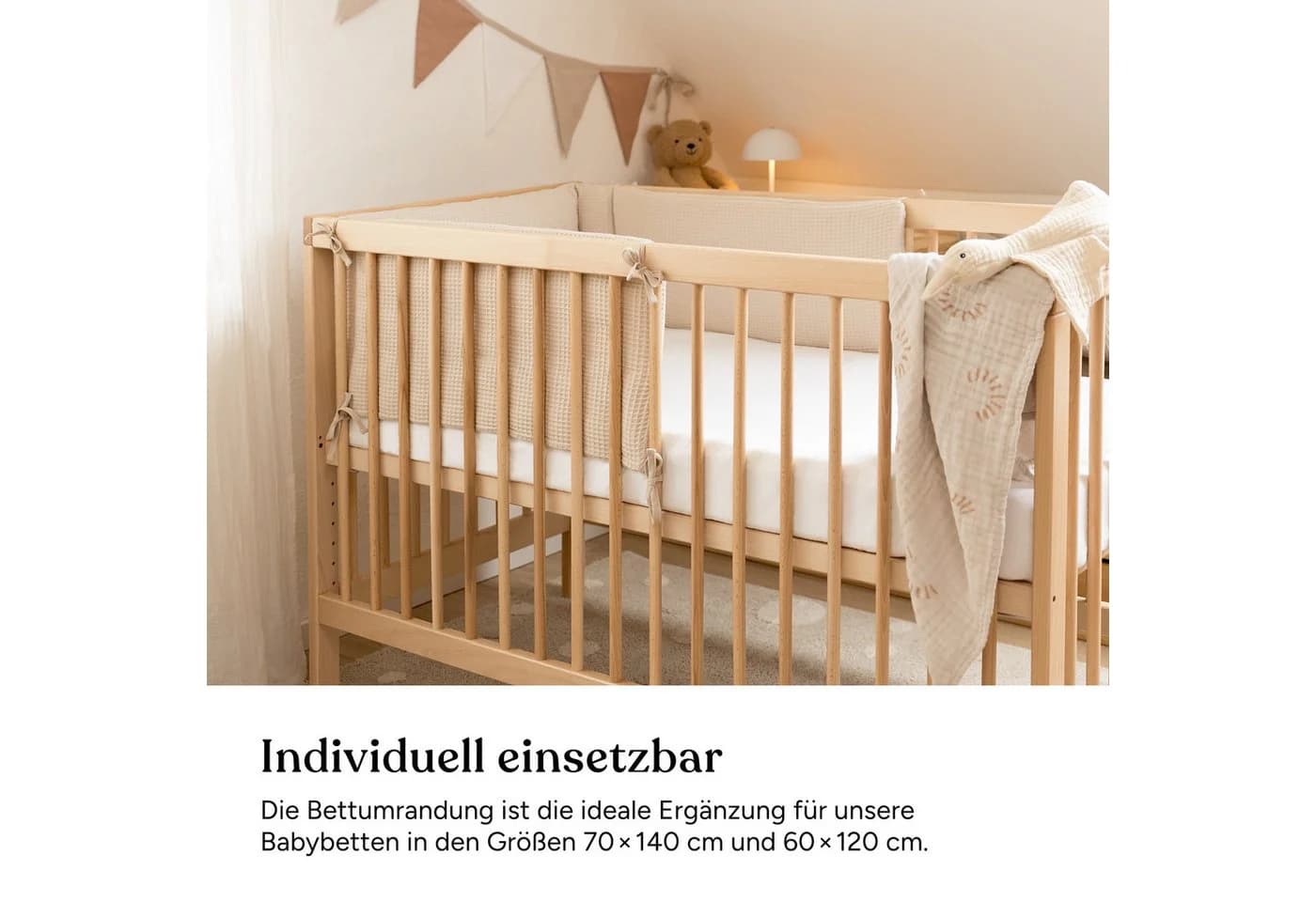 Ehrenkind Bettumrandung Babybett Bio-Baumwolle Rosa Waffelpiqué