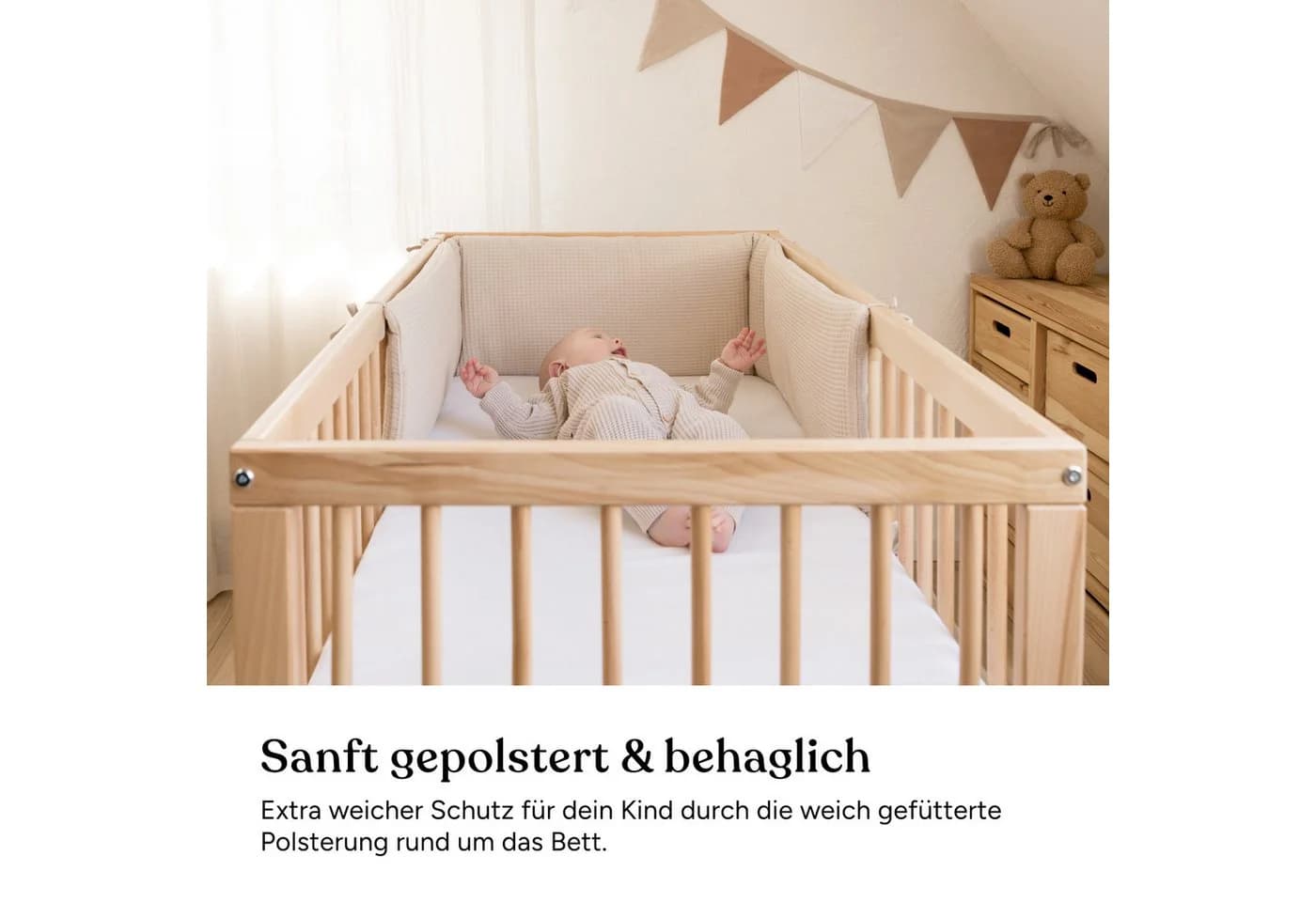 Ehrenkind Bettumrandung Babybett Bio-Baumwolle Rosa Waffelpiqué - Bild 4