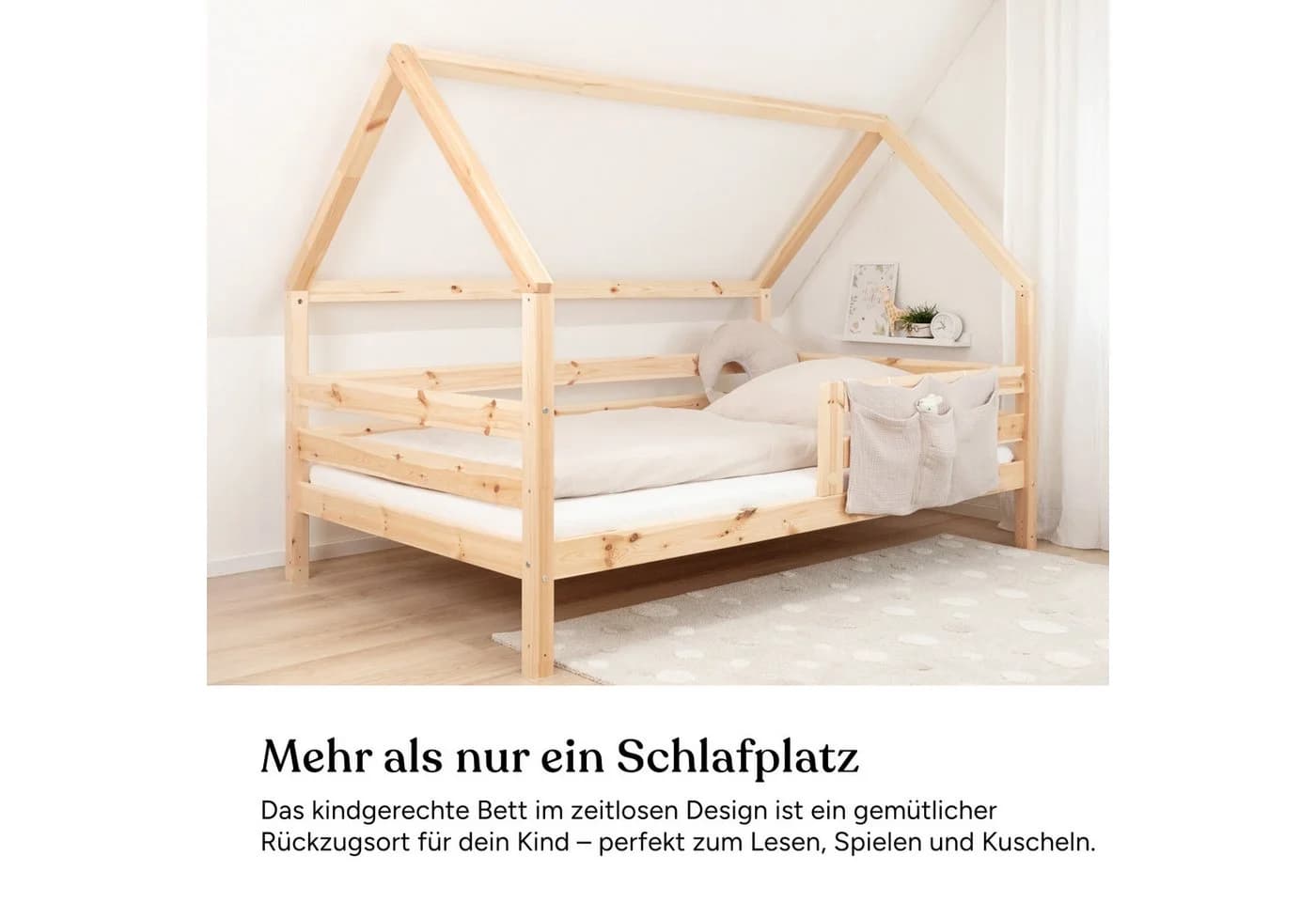 Ehrenkind Hausbett Sona Kiefernholz höhenverstellbar mit Rausfallschutz