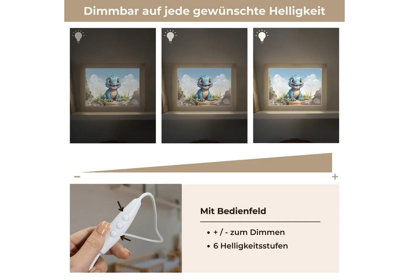 OnlyWow Nachttischlampe Lightbox Drache Blau Dimmbar LED - Bild 5