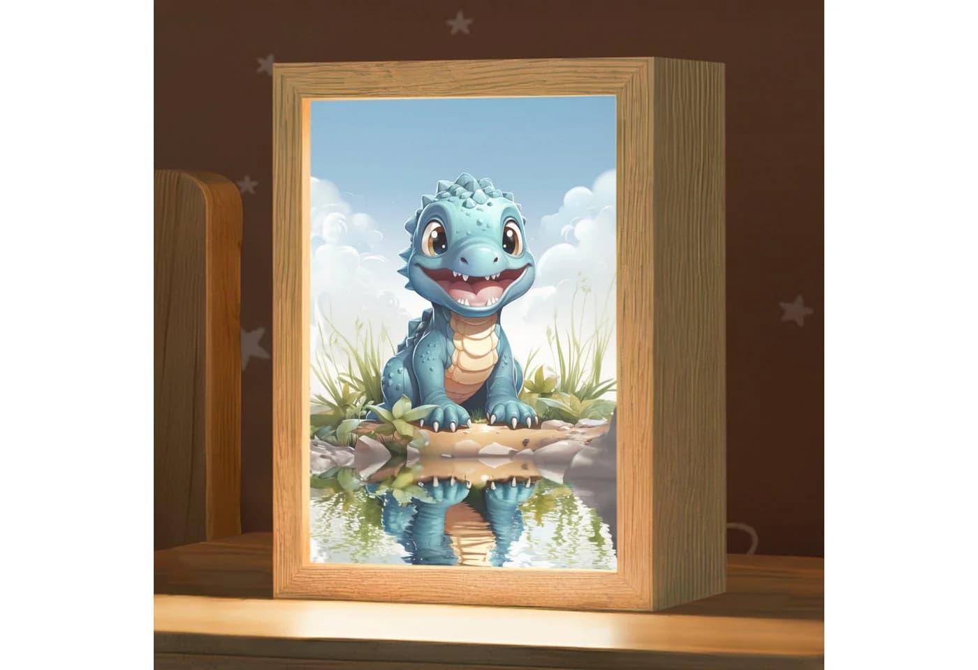 OnlyWow Nachttischlampe Lightbox Drache Blau Dimmbar LED - Bild 2