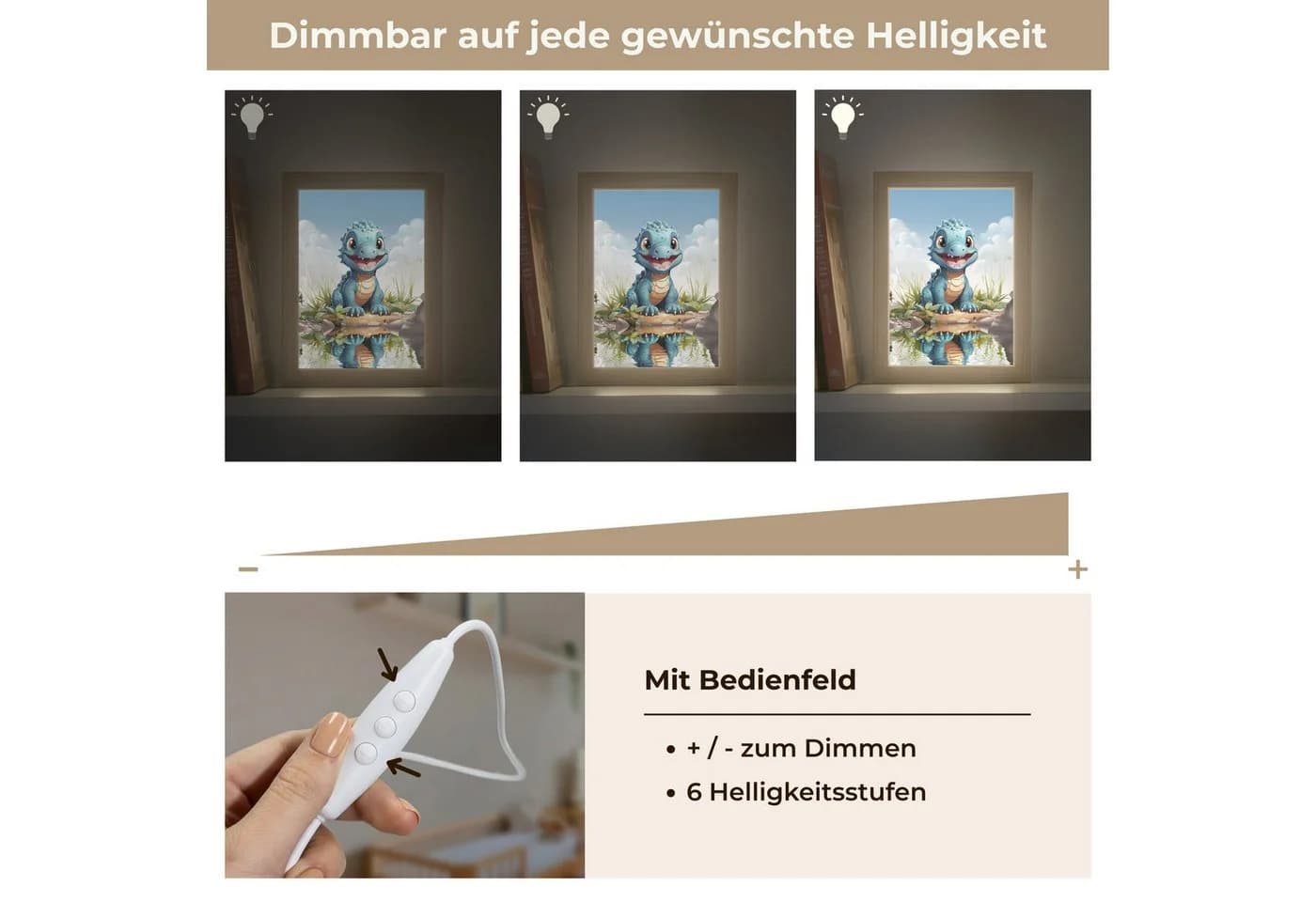 OnlyWow Nachttischlampe Lightbox Drache Blau Dimmbar LED - Bild 5