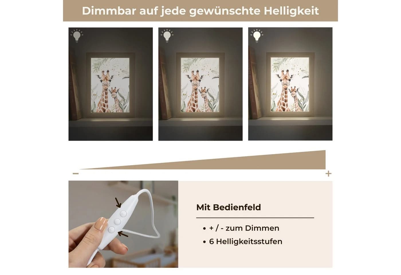 OnlyWow Nachttischlampe Lightbox Giraffe Dimmbar LED - Bild 5
