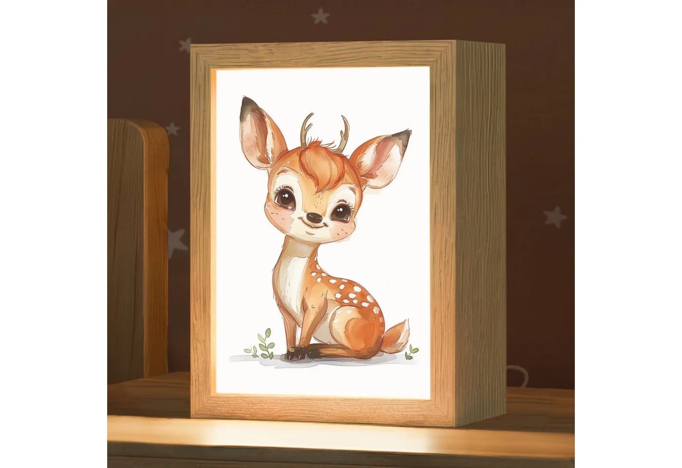 OnlyWow Nachttischlampe Lightbox Hirsche Dimmbar LED Kinderzimmer - Bild 2