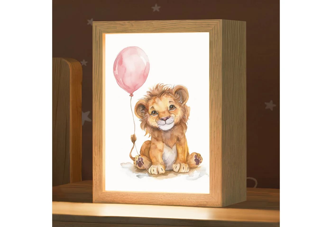 OnlyWow Nachttischlampe Lightbox Löwe Rosa Dimmbar LED - Bild 2