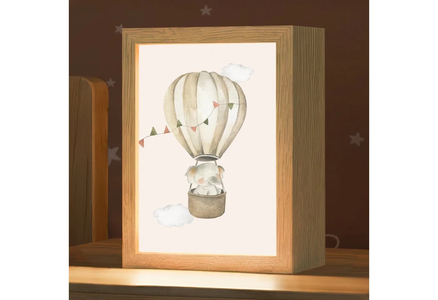 OnlyWow Nachttischlampe Lightbox Elefant Dimmbar Beige LED - Bild 2