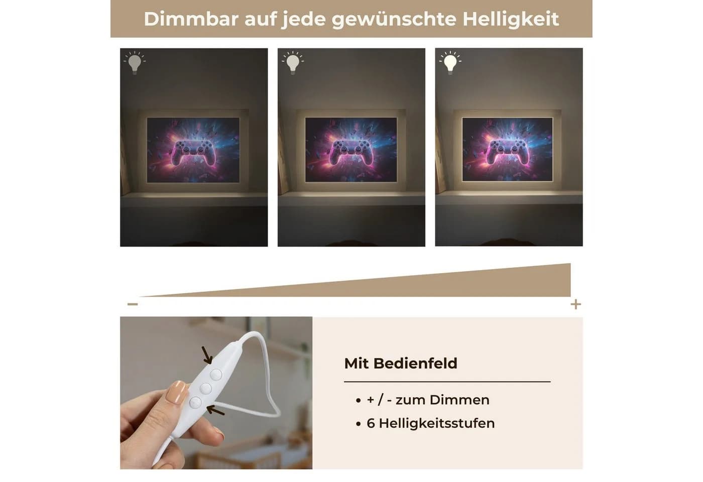 OnlyWow Nachttischlampe Lightbox Controller Neon LED Dimmbar - Bild 5