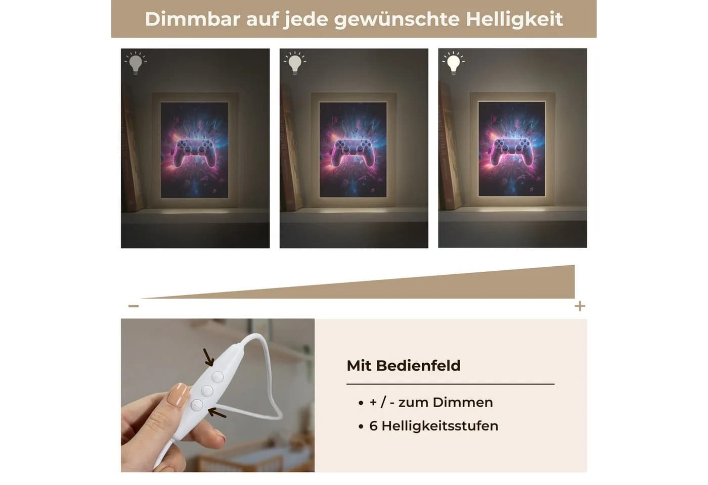 OnlyWow Nachttischlampe Lightbox Controller Neon Dimmbar LED - Bild 5