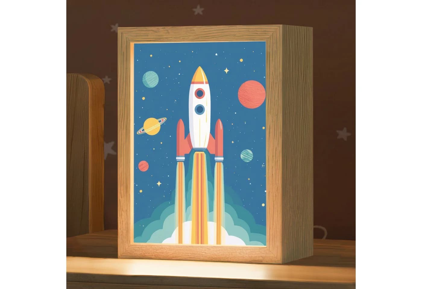 OnlyWow Nachttischlampe Lightbox Rakete LED Dimmbar Farbwechsel - Bild 2