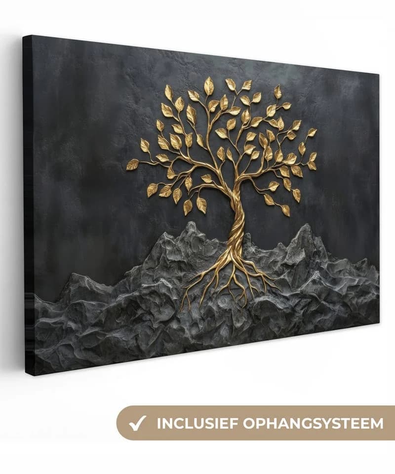 OneMillionCanvasses® Leinwandbild Goldbaum Fels 30x20 cm - Bild 2