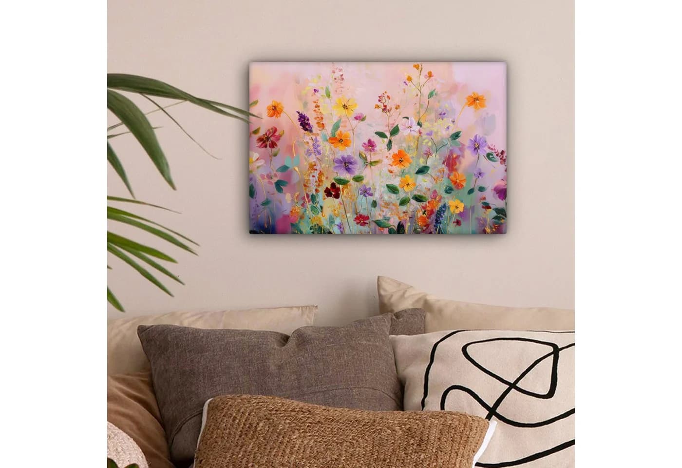 OneMillionCanvasses® Leinwandbild Blumen Abstrakt Farbenfroh Wanddekoration