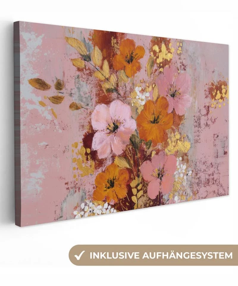 OneMillionCanvasses® Leinwandbild Blumen Rosa Rustikal - Bild 2