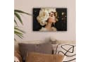 OneMillionCanvasses® Leinwandbild Abstrakt Frau Blumen Weiß Gold Bild 1