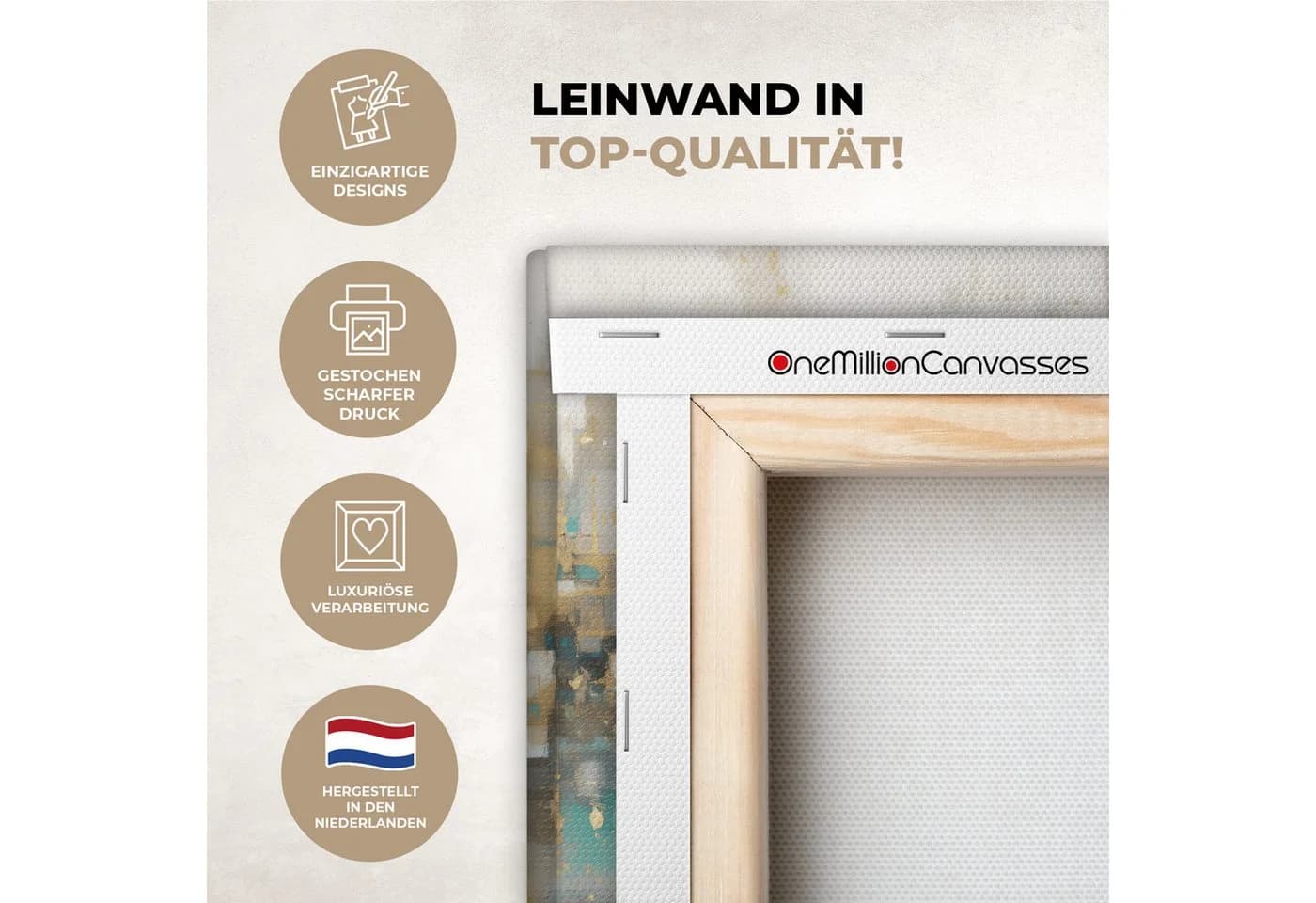 OneMillionCanvasses® Leinwandbild Abstrakt Gold Grau Türkis Skyline - Bild 3