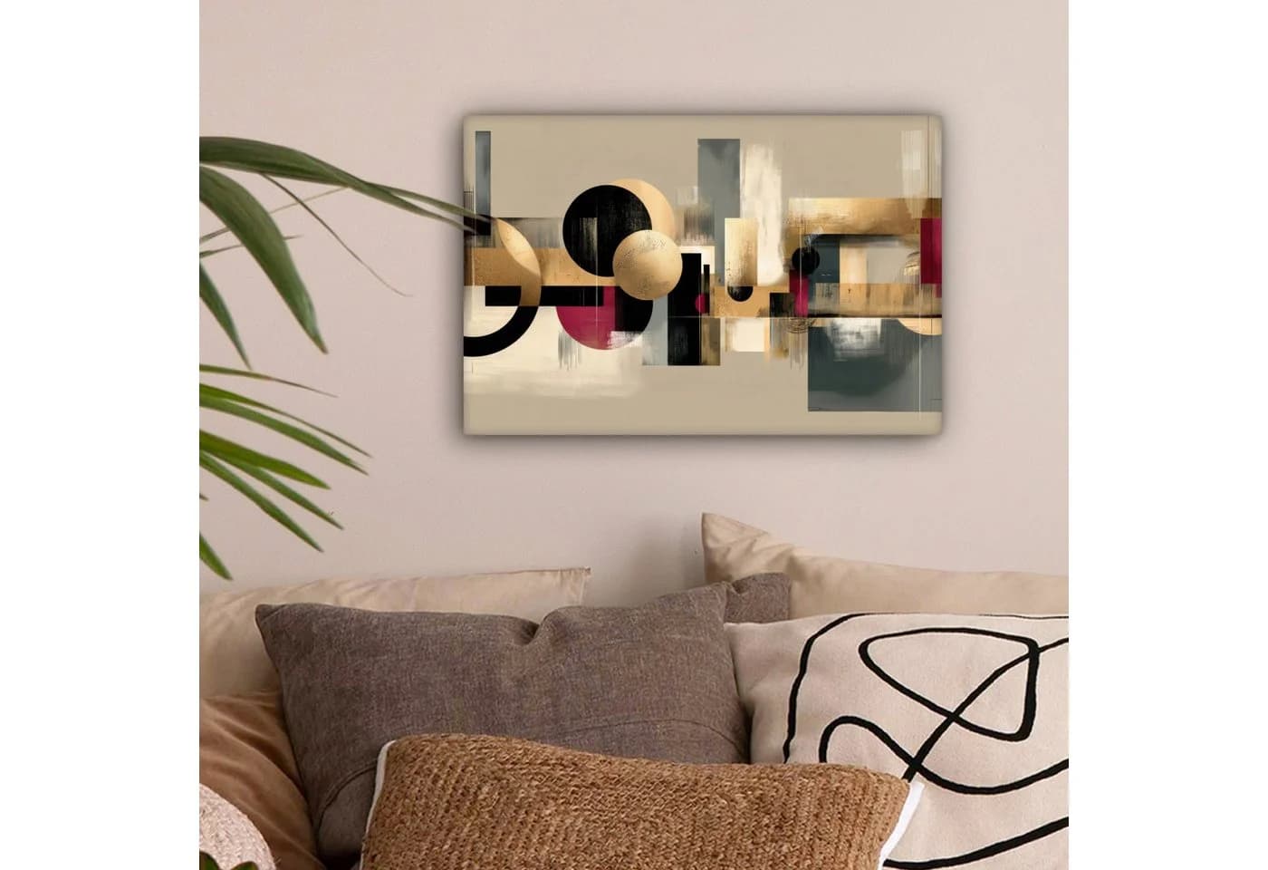 OneMillionCanvasses® Leinwandbild Abstrakt Beige Schwarz Gold Rot