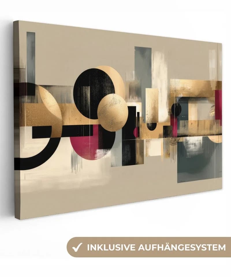 OneMillionCanvasses® Leinwandbild Abstrakt Beige Schwarz Gold Rot - Bild 2