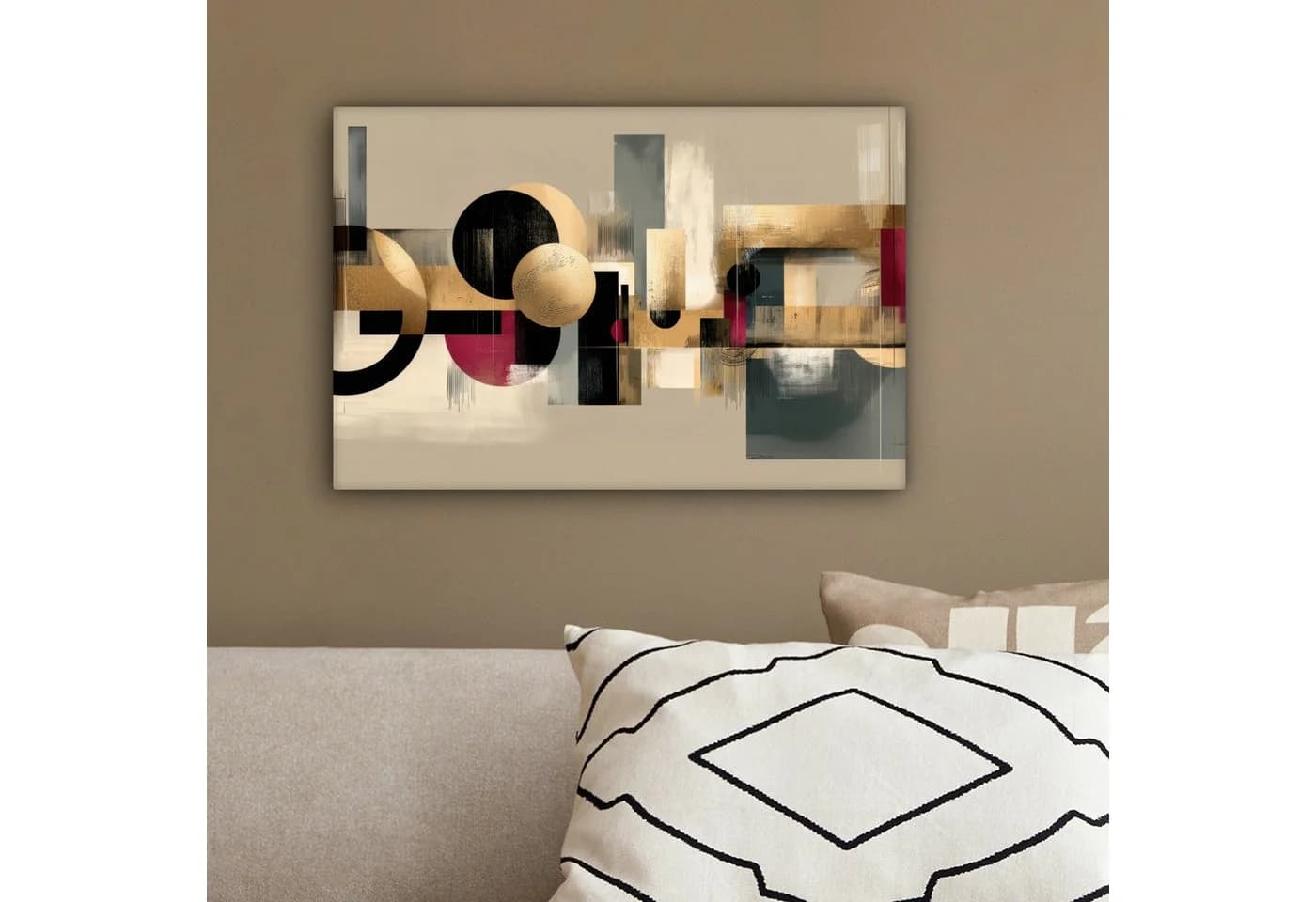 OneMillionCanvasses® Leinwandbild Abstrakt Beige Schwarz Gold Rot - Bild 4
