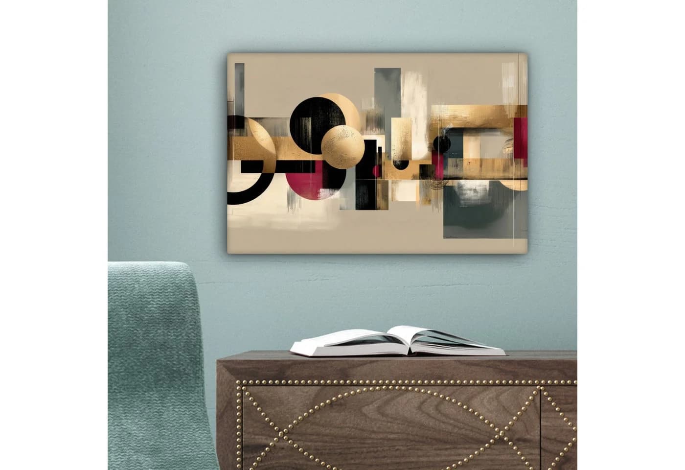 OneMillionCanvasses® Leinwandbild Abstrakt Beige Schwarz Gold Rot - Bild 5