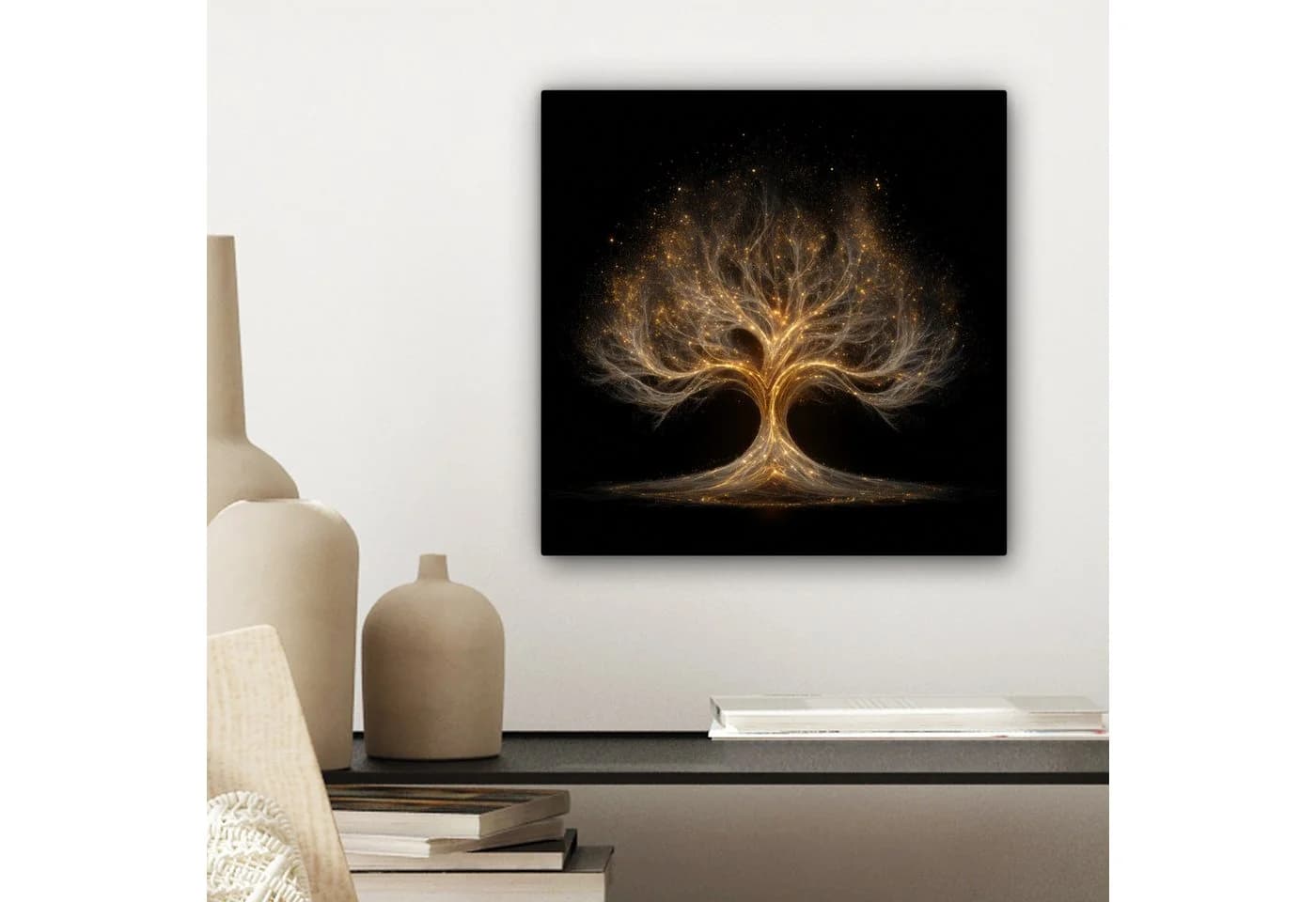 OneMillionCanvasses® Leinwandbild Abstrakter Baum Schwarz Gold - Bild 4