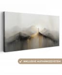 OneMillionCanvasses® Leinwandbild Panorama Kreuz Abstrakt Gold Bild 2