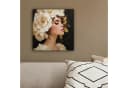 OneMillionCanvasses® Leinwandbild Frau Blumen Weiß Gold Abstrakt Bild 4