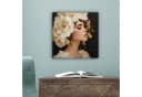 OneMillionCanvasses® Leinwandbild Frau Blumen Weiß Gold Abstrakt Bild 5