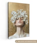 OneMillionCanvasses® Leinwandbild Goldener Hintergrund mit Blumenkranz Bild 2